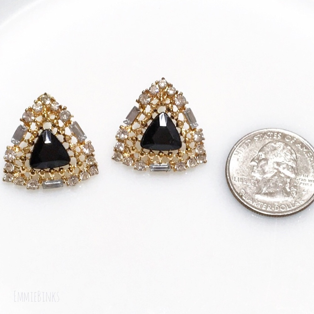 ⭐️HP🆕 Geometric Filigree Rhinestone Earring Studs - Picture 4 of 8